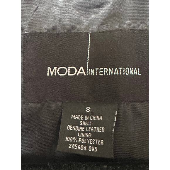 VTG Moda International Black Leather Motor Jacket Y2K Biker Size Small - Picture 6 of 11